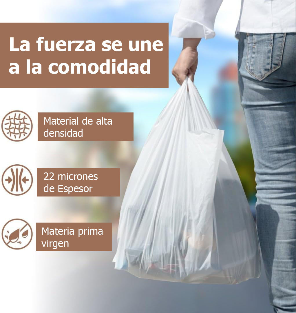 Bolsas Tipo Camiseta Plásticas Blanco (500 unidades)