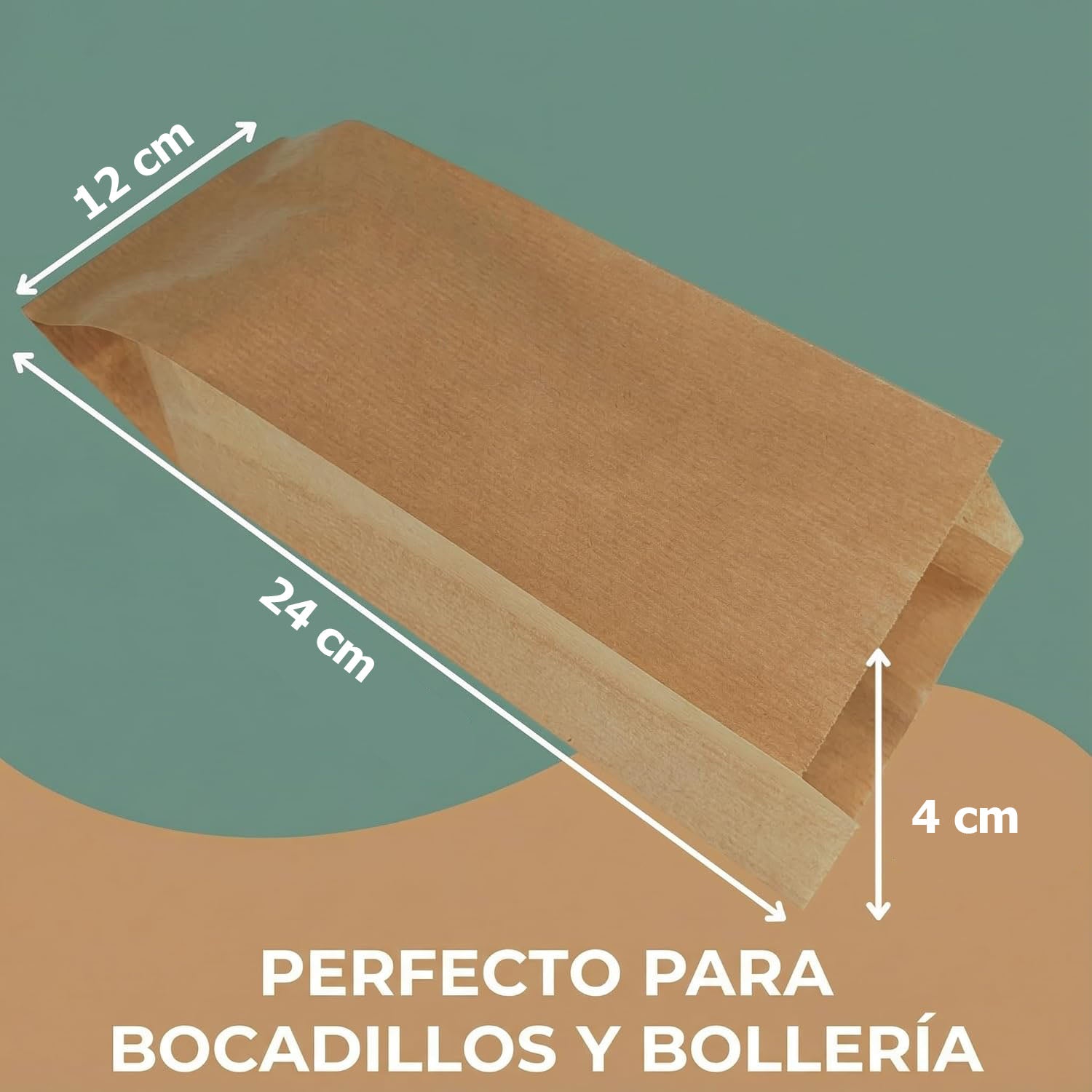 Bolsas de Papel Kraft Cambucho Saco 12x4x24 cm | Antigrasa para Alimentos