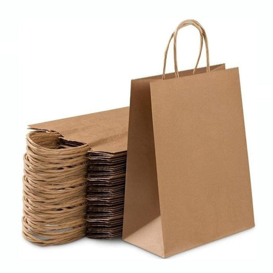 Bolsas De Papel Kraft 22 X 10 X 30 Con Manilla (100 Unidades)