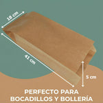 Bolsas de Papel Kraft Cambucho Saco 18x5x41 cm - desde 100 uds - Antigrasa Alimentos - foto 2