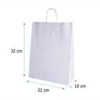 Bolsas de papel kraft con manilla | 22x32 | blanco | 100 Unidades