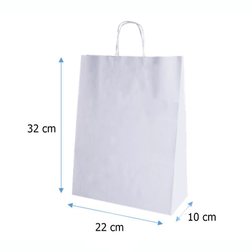 Bolsas de papel kraft con manilla | 22x32 | blanco | 100 Unidades