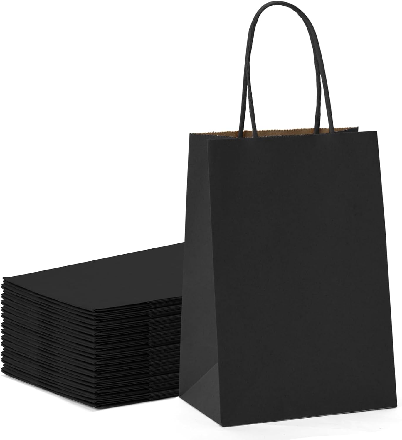 Bolsas de papel kraft con manilla | 22x25 | negro | 100 unidades