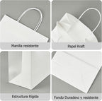 Bolsas de papel kraft con manilla | 22x32 | blanco | 100 Unidades