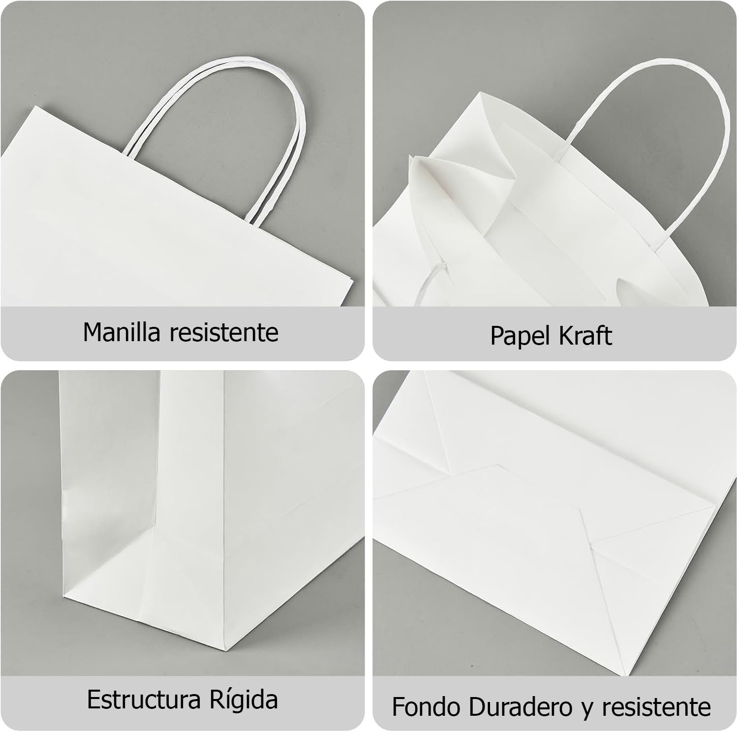 Bolsas de papel kraft con manilla | 22x32 | blanco | 100 Unidades