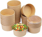 Envase bowl kraft con tapa Pet | 1000ml | 100 unidades