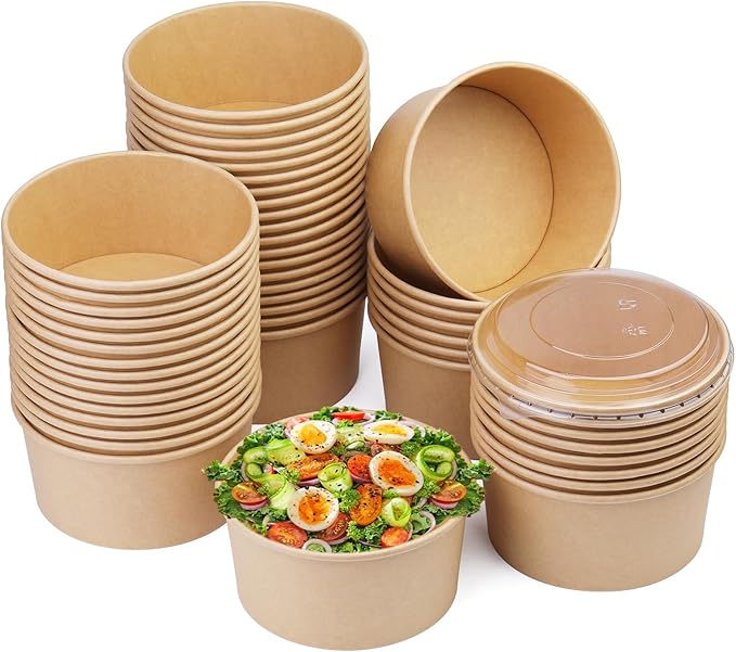 Envase bowl kraft con tapa Pet | 1000ml | 100 unidades