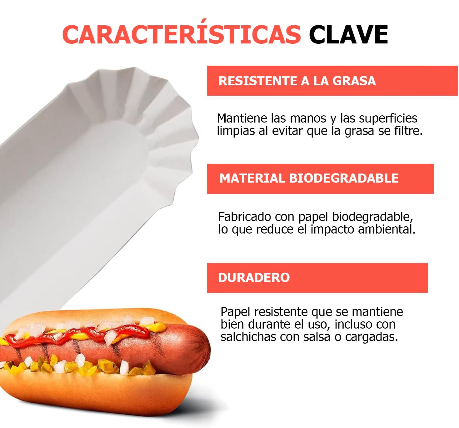 Canoa porta completos Hot Dog | 20x6,5 | 500 unidades