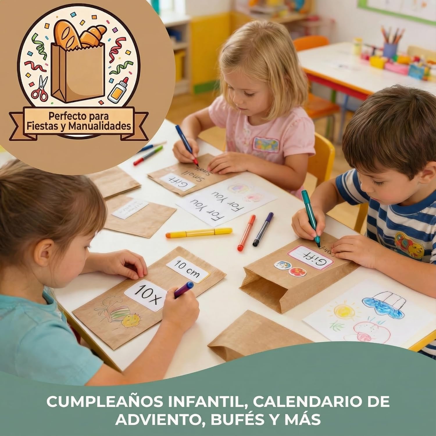 Bolsas de Papel Kraft Cambucho Saco 12x4x24 cm | Antigrasa para Alimentos