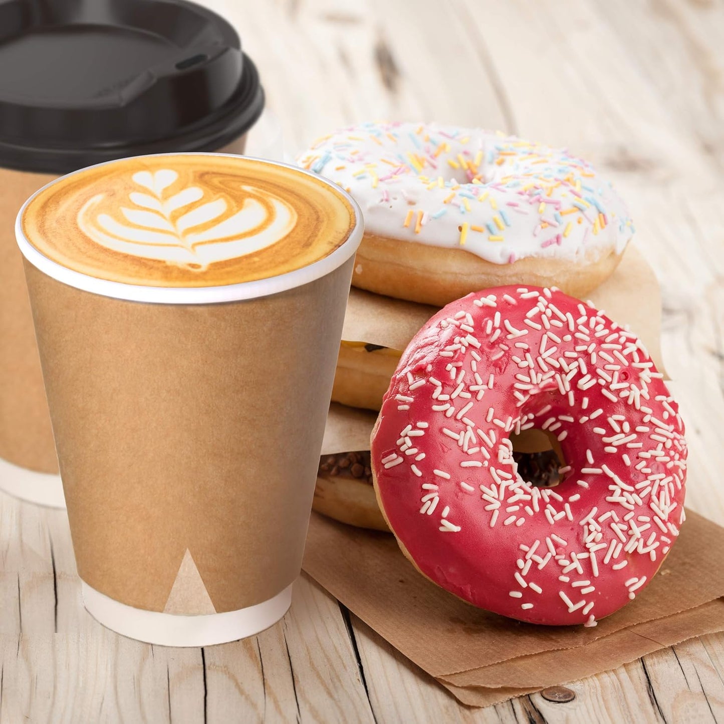 Vaso Desechable Polipapel Doble Capa con tapa negra 12oz (100 unidades)
