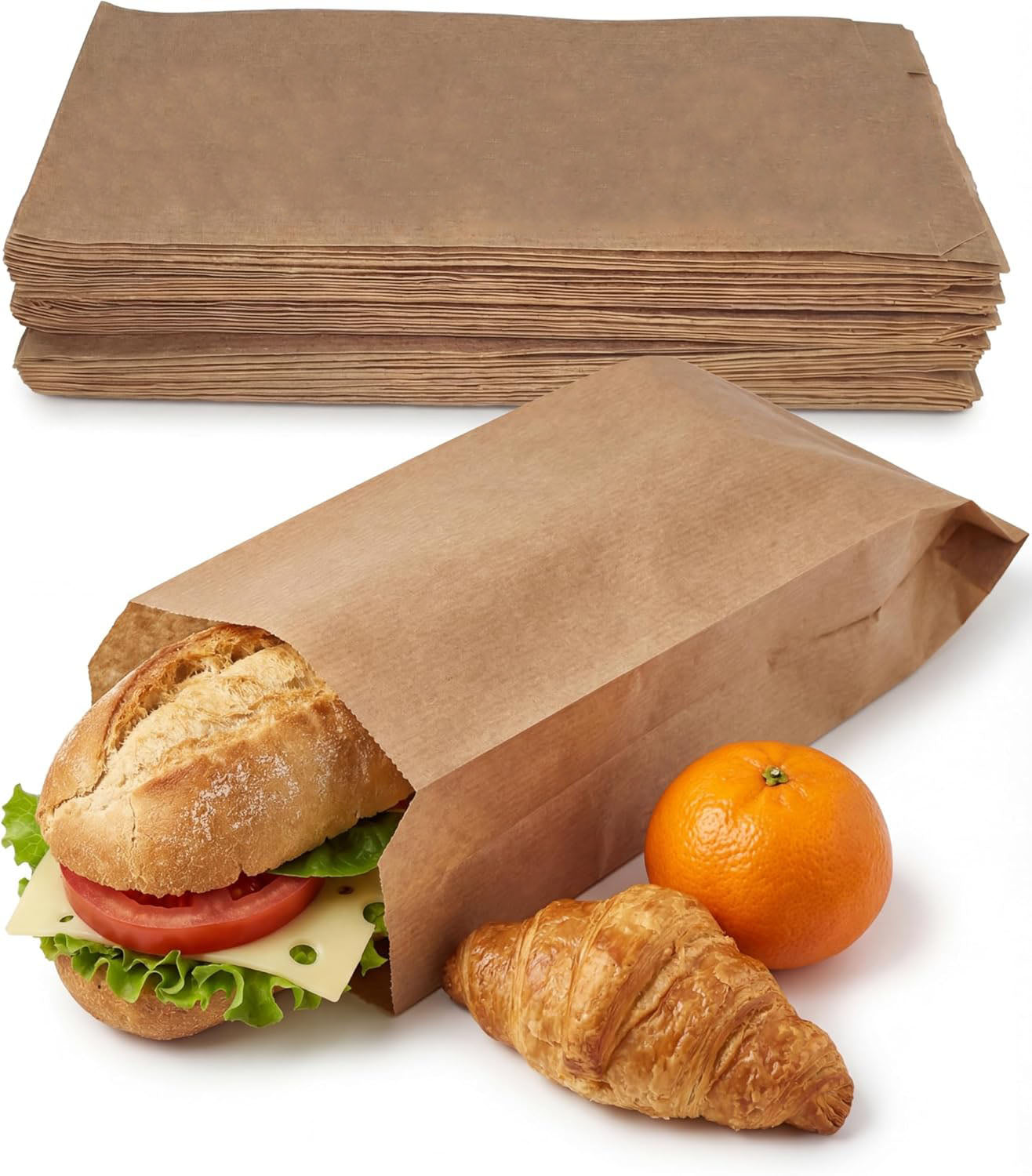 Bolsas de Papel Kraft Cambucho Saco 12x4x24 cm | Antigrasa para Alimentos