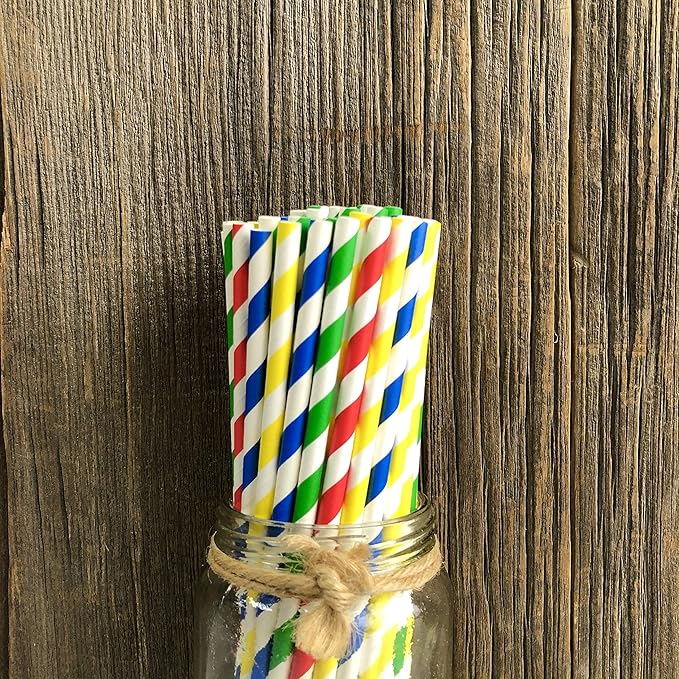 Bombilla de polipapel bicolor | 6mm | 100 unidades