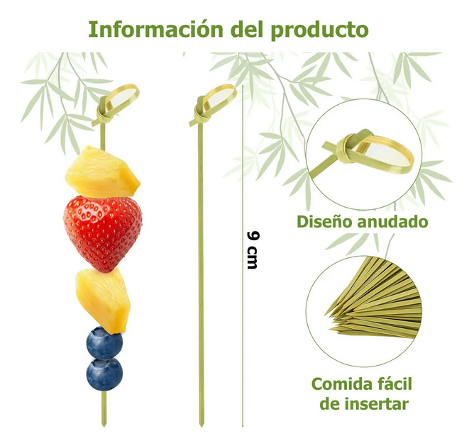 Brocheta pincho de bambú | 9cm | 100 unidades