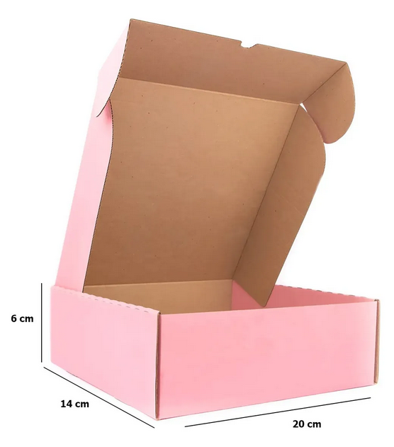 Caja de cartón kraft autoarmable | 20x14x6 | multiuso | rosa