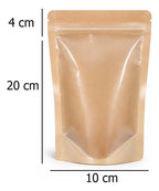 Bolsa Doypack kraft | 12x20+4 | cierre zipper | ventana completa
