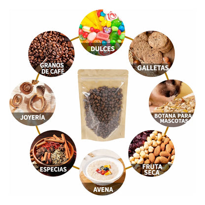 Bolsa Doypack Kraft Zipper 12x20+4 Ventana Completa