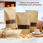 Bolsas stand up | 20x30+5 | cierre zipper | ventana | 50 unidades