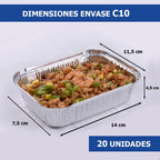 Contenedor envase de aluminio C10 | 20 unidades