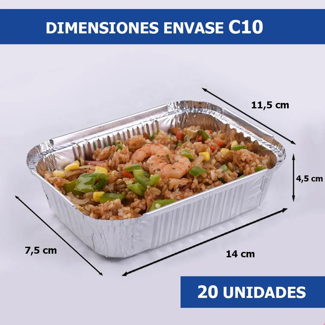 Contenedor envase de aluminio C10 | 20 unidades