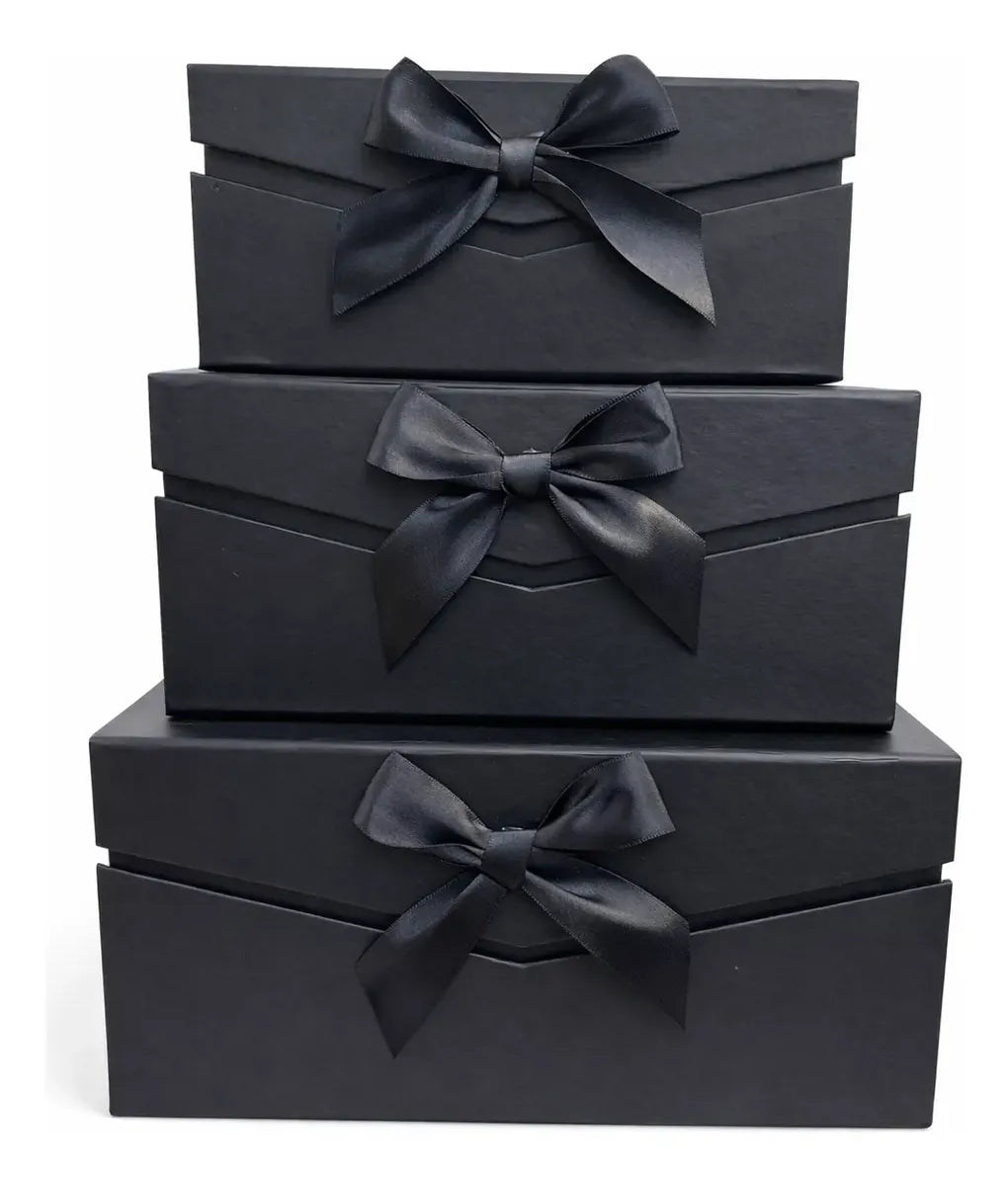 Cajas de lujo con lazo | Set 3 unidades | cierre magnético| negro