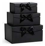 Cajas de lujo con lazo - Set 3 unidades - cierre magnético - negro - De Gaune