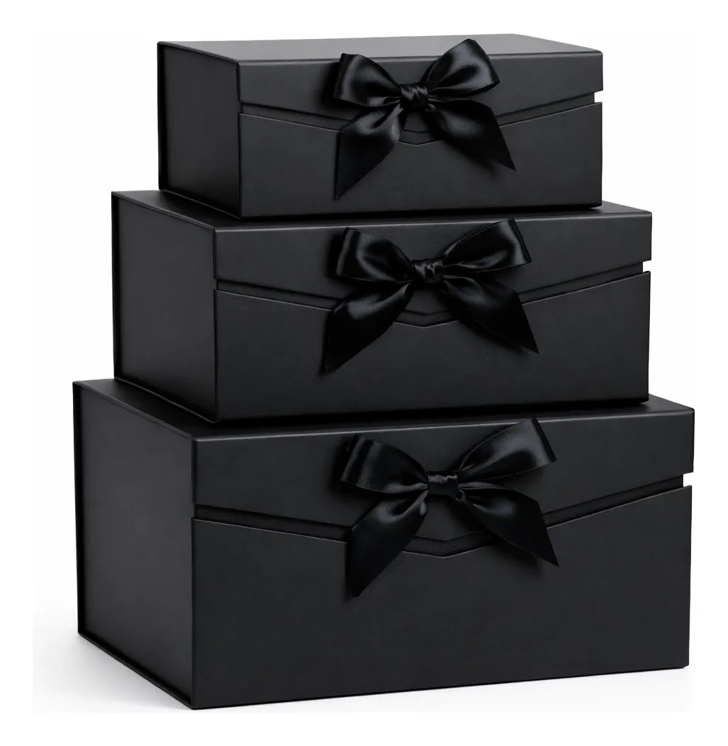 Cajas de lujo con lazo | Set 3 unidades | cierre magnético| negro