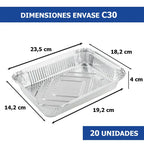 Contenedor envase de aluminio C30 | 20 unidades