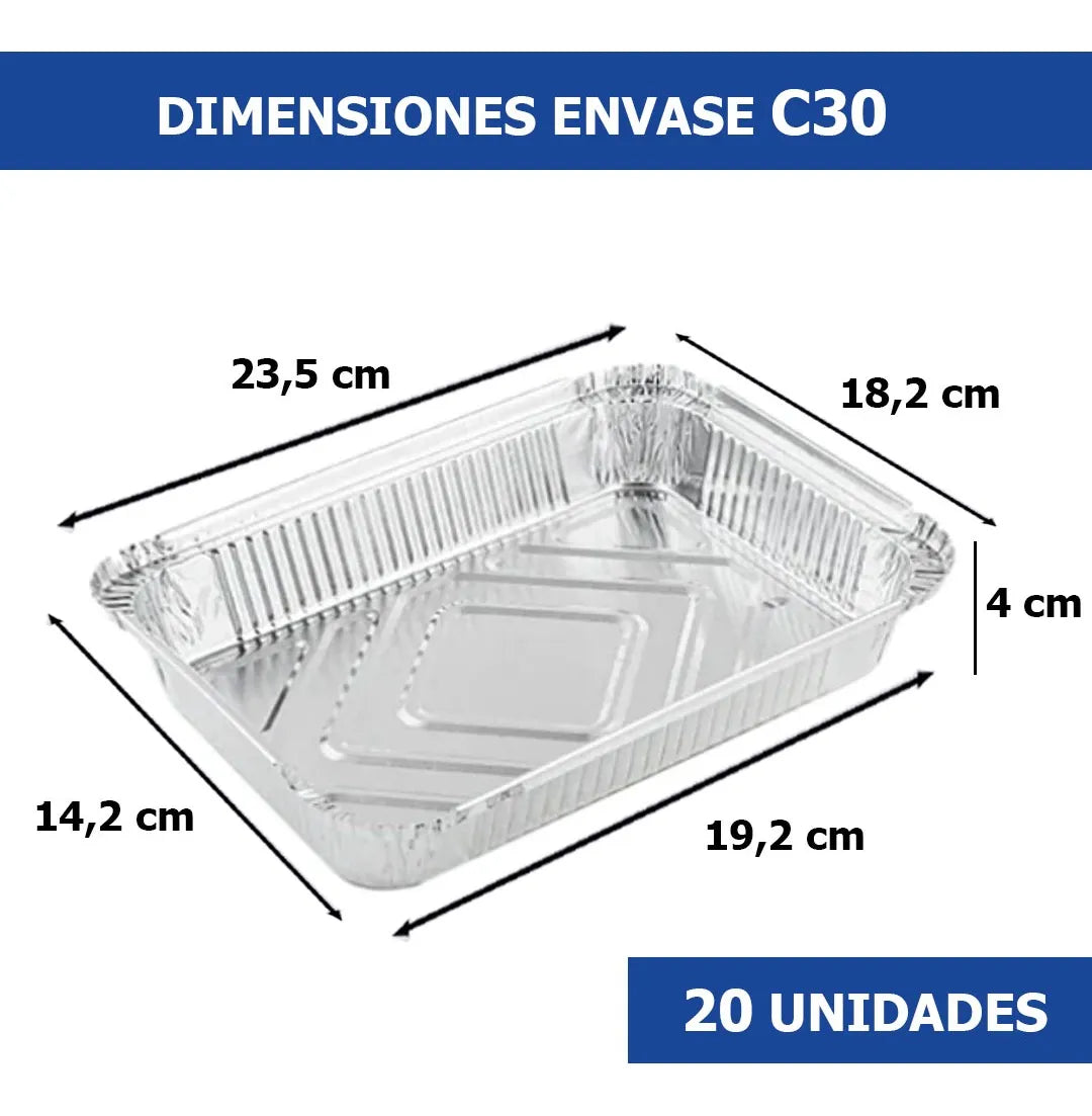 Contenedor envase de aluminio C30 | 20 unidades