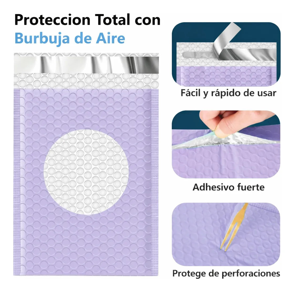 Sobres acolchados burbujas para envíos | 15x20 | lila | 50 unidades