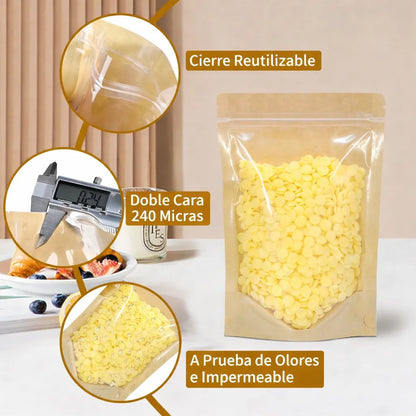 Bolsa Doypack Kraft Zipper 12x20+4 Ventana Completa