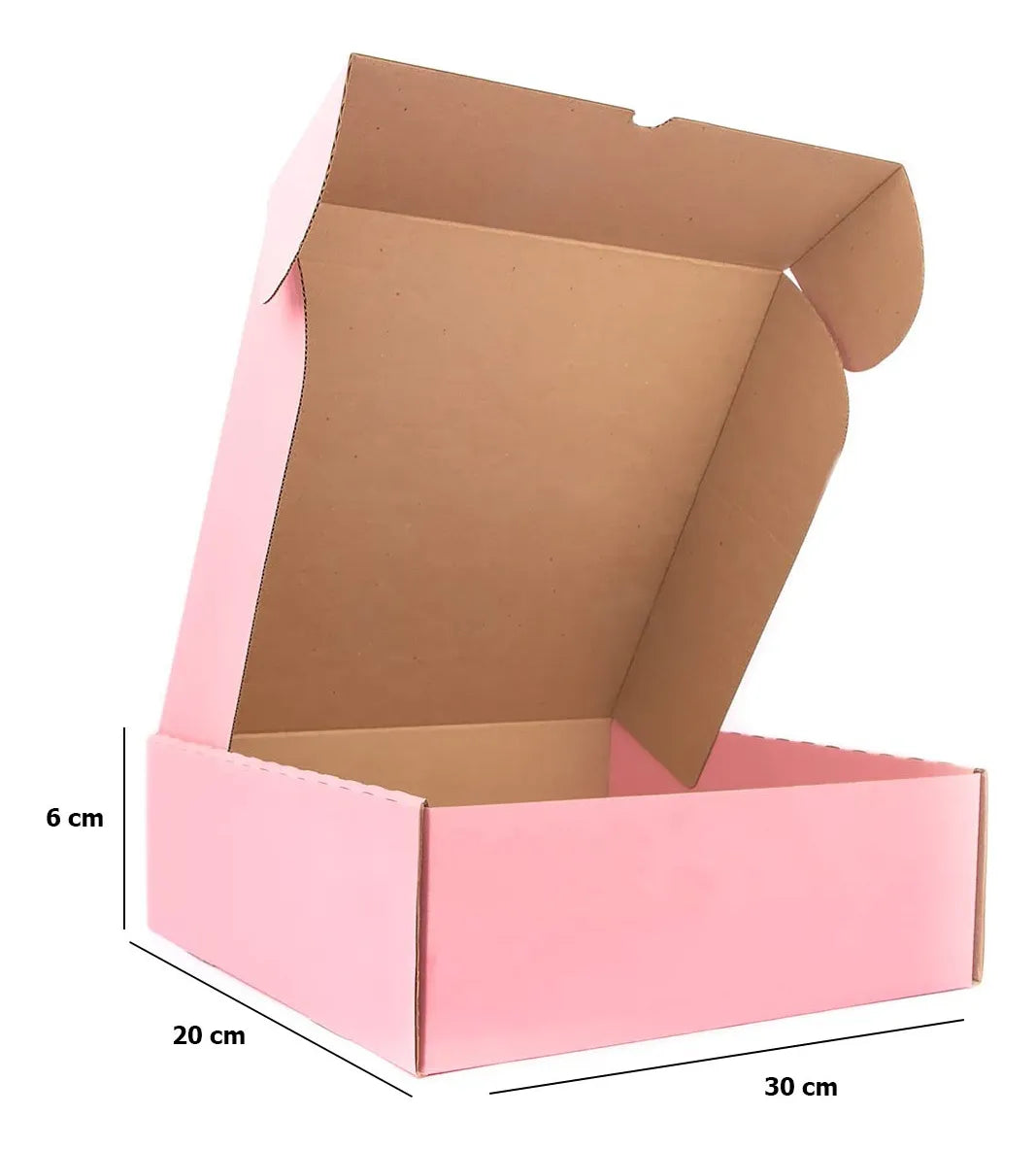 Caja de cartón kraft autoarmable | 30x20x6 | multiuso | rosa