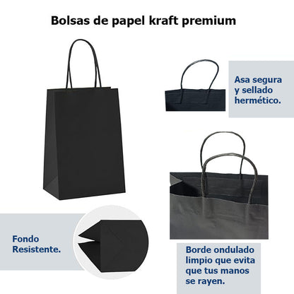 Bolsas De Papel Kraft 16x21 Con Manillas (100 unidades)