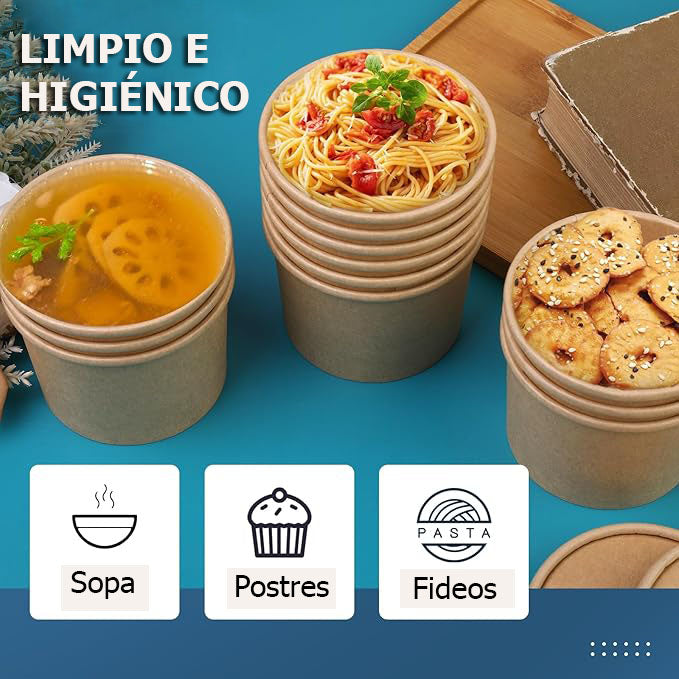 Pote Kraft Con Tapa 8oz (100 unidades)