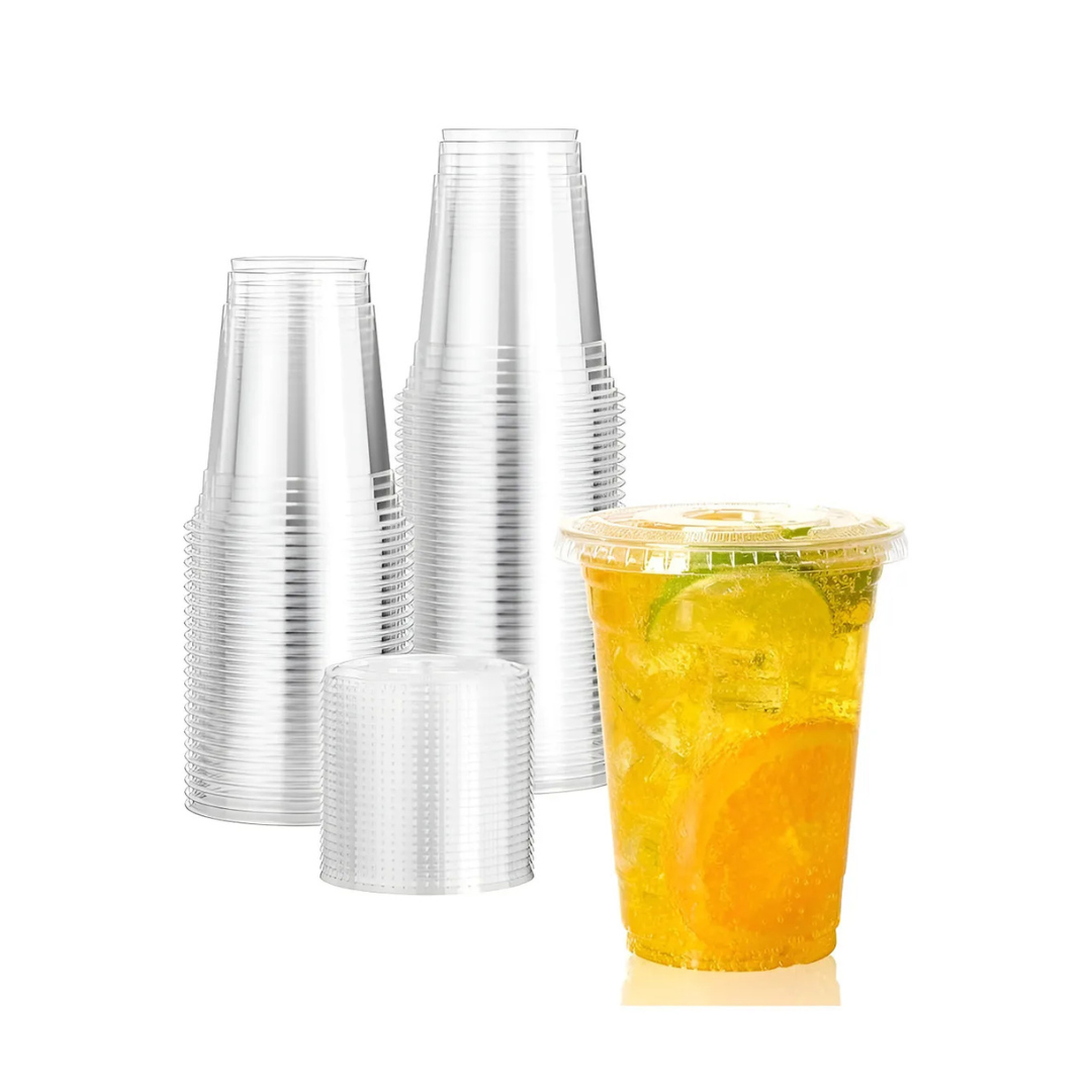 Vasos plásticos Pet con tapa | 500cc/16oz | 50 unidades