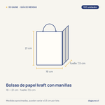 Guía de medidas: Bolsas de papel kraft con manillas | 16x21 | blanco | 100 unidades