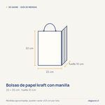 Guía de medidas: Bolsas de papel kraft con manilla | 22x32 | blanco | 100 Unidades