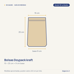 Guía de medidas: Bolsas Doypack kraft | 50 unidades