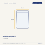 Guía de medidas: Bolsas Doypack |10x15 | transparente