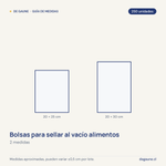Guía de medidas: Bolsas para sellar al vacío alimentos | 250 unidades