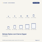 Guía de medidas: Bolsas Ziploc con Cierre Zipper · Todas las Medidas · 100 unidades