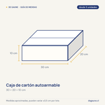 Guía de medidas: Caja de cartón autoarmable | 30x20x10 | multiuso | blanco