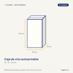 Guía de medidas: Caja de vino autoarmable | 2 botellas | cartón microcorrugado | 10 unidades