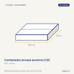 Guía de medidas: Contenedor envase aluminio C20 | 20 unidades