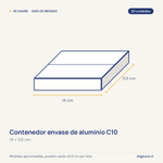 Guía de medidas: Contenedor envase de aluminio C10 | 20 unidades
