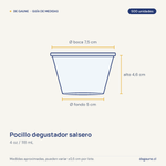 Guía de medidas: Pocillo degustador salsero | 4oz | transparente | 500 unidades