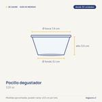 Guía de medidas: Pocillo degustador | 3,25oz | plástico | transparente