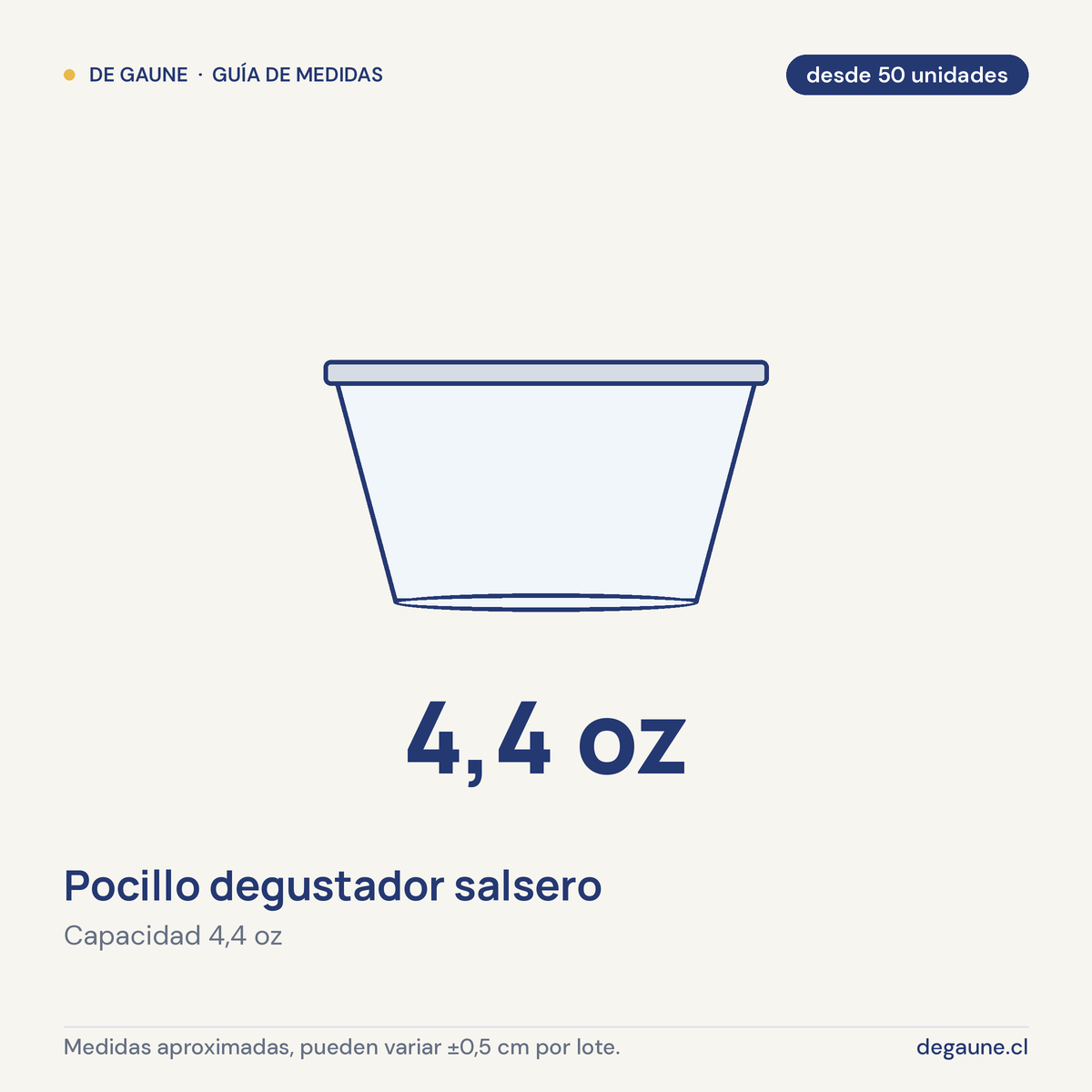 Guía de medidas: Pocillo degustador salsero | 4,4oz | plástico | transparente