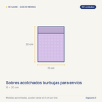 Guía de medidas: Sobres acolchados burbujas para envíos | 15x20 | lila | 50 unidades