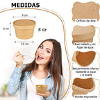 Pote kraft con tapa | 8oz | 100 unidades