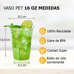 Vasos plásticos Pet con tapa - 500cc/16oz - 50 unidades - foto 2